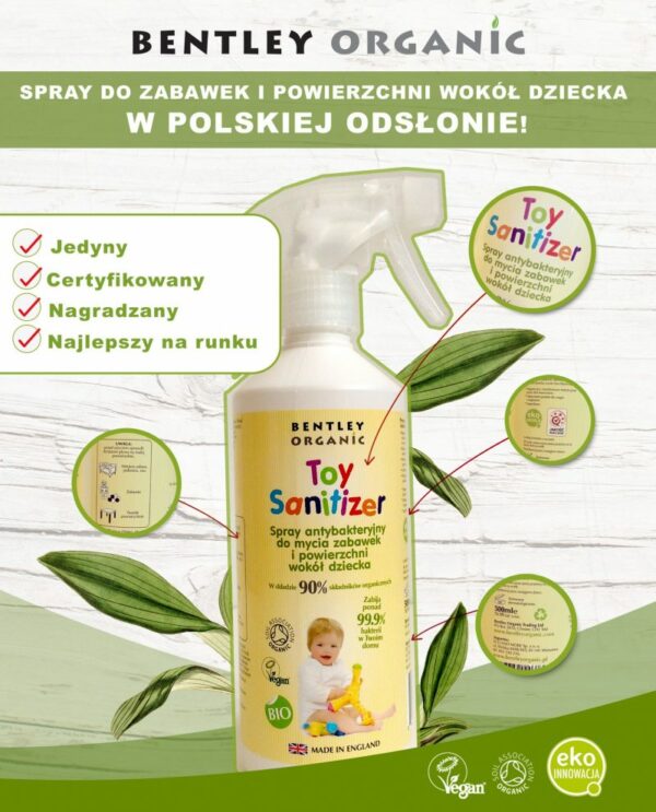 Bentley Organic, Dziecięcy Spray Dezynfekujący do Mycia Zabawek, 500 ml